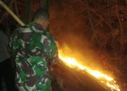 Malam Mencekam di Sumberjaya! Api Membumbung dari Rumpun Bambu, Babinsa – Warga Baku Hantam Lawan Si Jago Merah